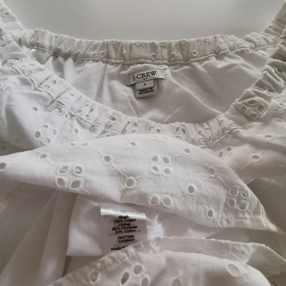 J. Crew White Cotton Eyelet Cap Shoulder Strap Detail Mini Dress - Picture 3 of 6